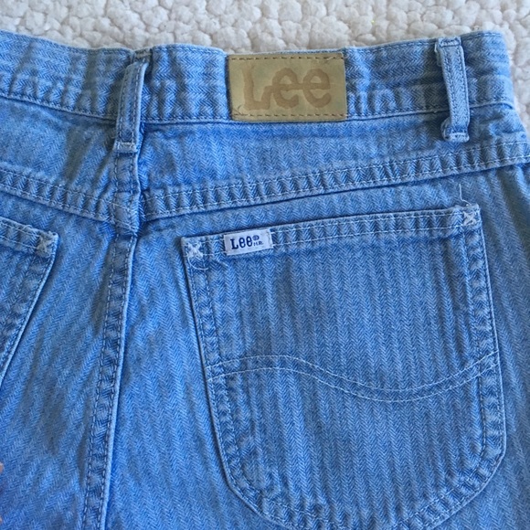 Vintage Lee Blue Mom Wedgie striped Shorts 7 - Picture 3 of 5